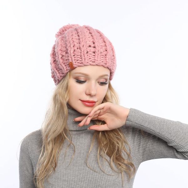 

beanie/skull caps cap children thicker in autumn and winter to keep warm wool fashion korean version knitted hat sweet lovely big ball, Blue;gray