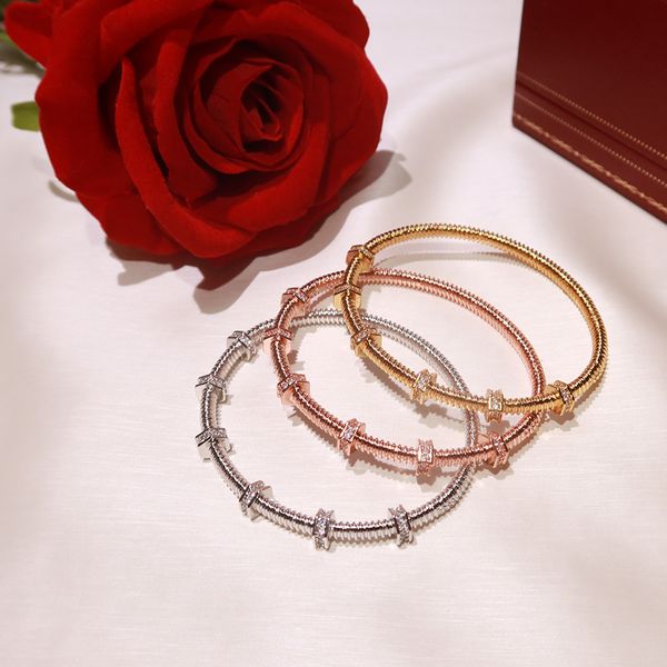 

Popular brand S925 silver plated screw Bracelet inlaid with zircon elegant luxury Gold 18k lovers ball fashion all-around Bracelet