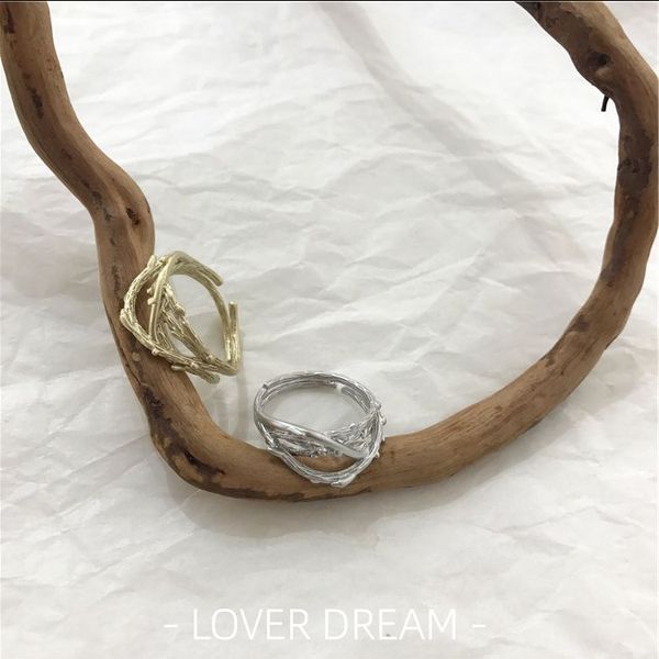 

2020 korean vintage gold silver color rings for women simple design hollow geometric openning rings fashion jewelry accessory, Golden;silver