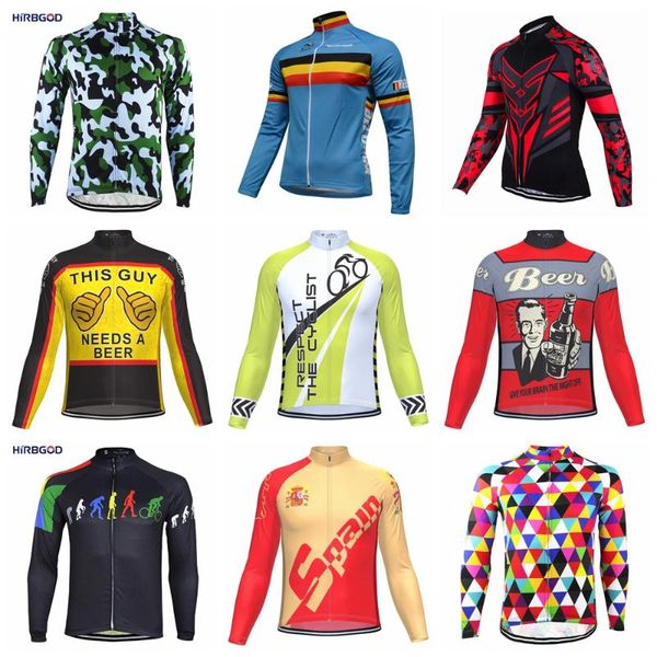 

hirbgod cycling jersey men's long sleeve bicycle maillot mtb shirt downhill uniform wear mountain bike clothing motocross, Black;red