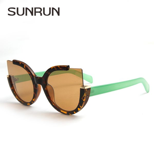 

sunrun oversize women sunglasses cat mirror glasses new fashion unique frame eyewear brand designer sun glasses oculos 036, White;black