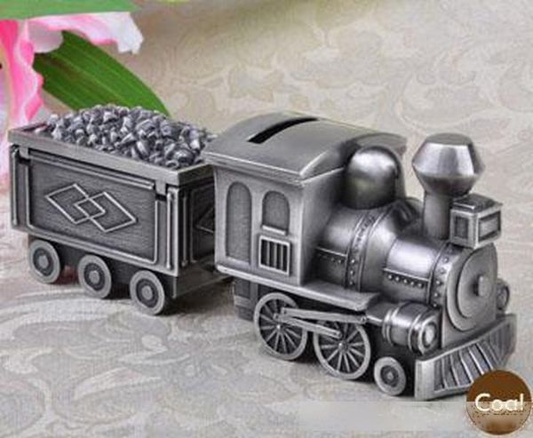 

vintage carriage train coin bank for coal and log creative train shaped money box saving pot retro tin gifts for children