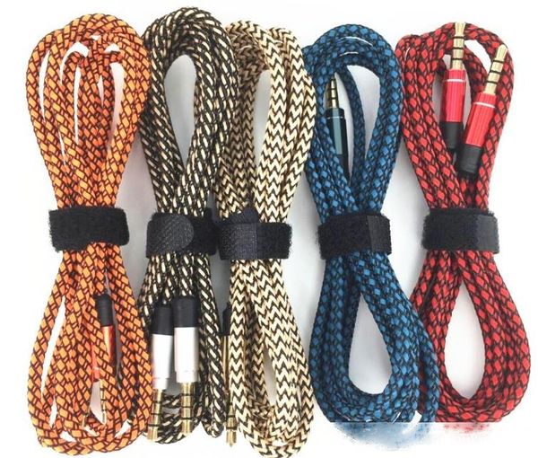 

1.5m 5ft 3m 3.5mm jake male to male aux extension auxiliary fabric audio cable for samsung for iphone mp3 speaker headphone llfa