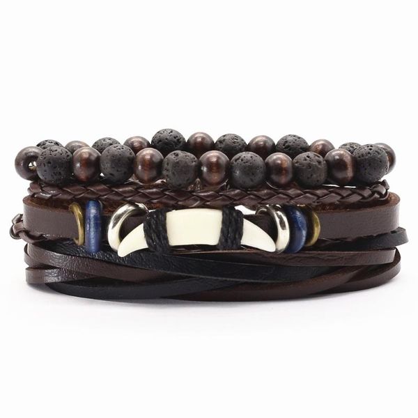 

fashion hooks fish cross heart spike charm black brown leather bracelets women men wood beads male gift jewelry y shipping, Golden;silver