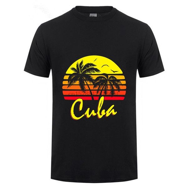 

cuba retro sunset t shirt retro 80s outrun sunset palm tree silhouette - original t-shirt colourful short sleeve tees