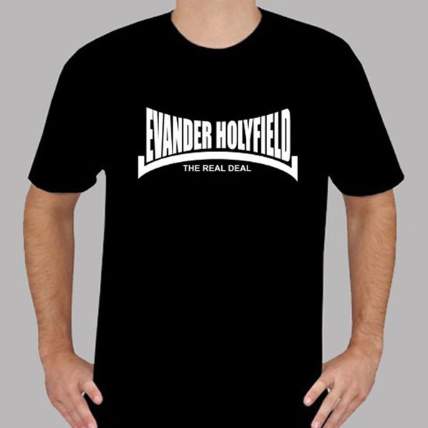 

evander holyfield the real deal boxing legend men black t-shirt size s to 3xl