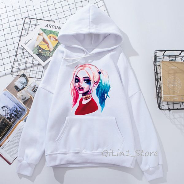 

harley quinn print hooded sweatshirt women suicide squad joker hoodie harajuku streetwear womens clothing winter hoody, Black