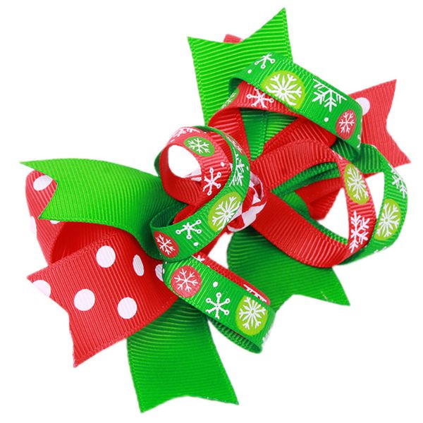 

green red color christmas print coattails bow hairpin hair clips for baby girls kids hair accessories tools dw674162, Slivery;white