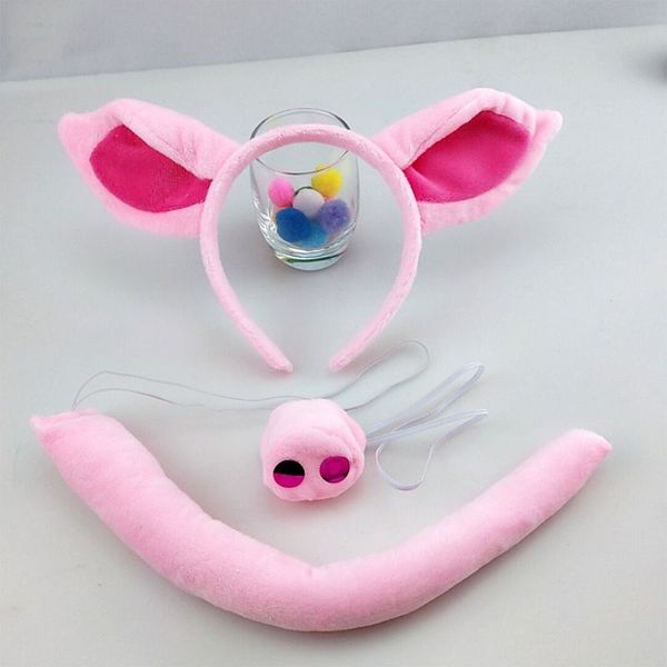 

hair accessories super soft pig ear headband nose tail halloween animal headdress dress up pink piggy head hoop set cosplay props