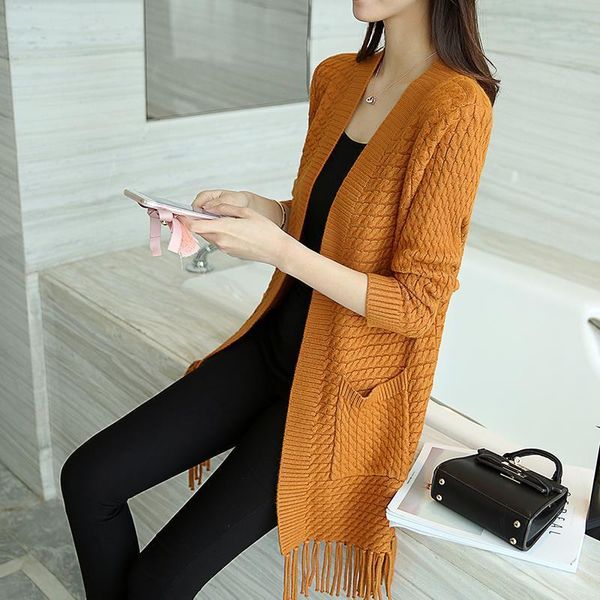 

new spring 2020 women sweater cardigans casual warm long design female knitted sweater coat cardigan sweater lady, White;black