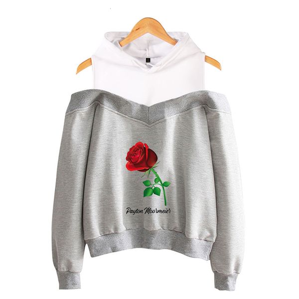

payton moormeier hoodie harajuku letter rose print hoodies sweatshirts off-shoulder women trending products 2020 female korean, Black
