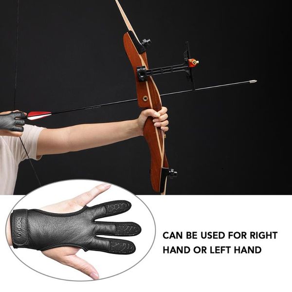 

1 pcs archery protector 3 finger gloves protective finger guard archery camping hunting gloves accessories, Black;gray