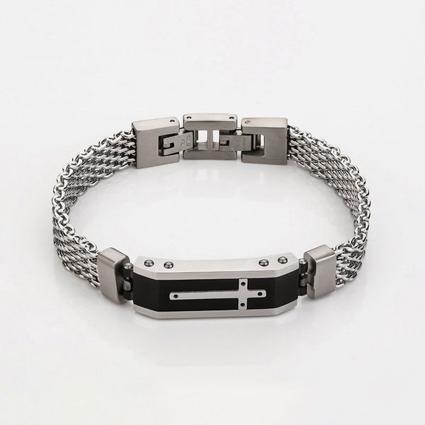 

simple men's titanium steel bracelet jewelry gifts directly travel through europe and america, Black