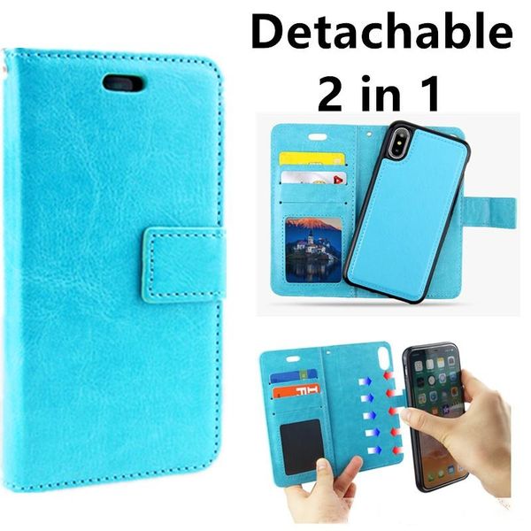 

for iphone x 8 7 6 plus 2in1 magnetic magnet detachable removable wallet leather retro case for samsung galaxy note 8 s8 plus