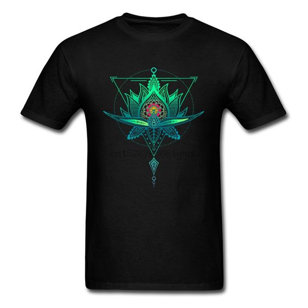 

t shirt men special custom tshirt oriental geometric lotus tees xmas gift triangle mandala cotton t-shirt slim fit clothing