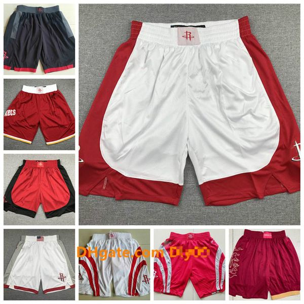 

mens 2020 houston rockets jersey 13 harden 7 anthony 3 paul 34 olajuwon vintage breathable pants sweatpant classic basketball shorts, Black