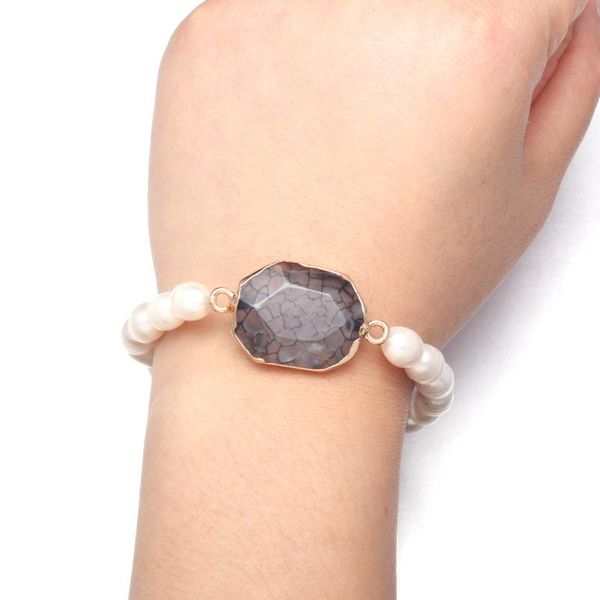 

нерегулярный пресный рис-образный charms pearl 8-9 мм браслета для женщин романтической любви подарка, Golden;silver