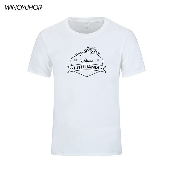 

vilnius lithuania prined t shirt men summer casual short sleeve cotton t-shirts funny city design tees homme