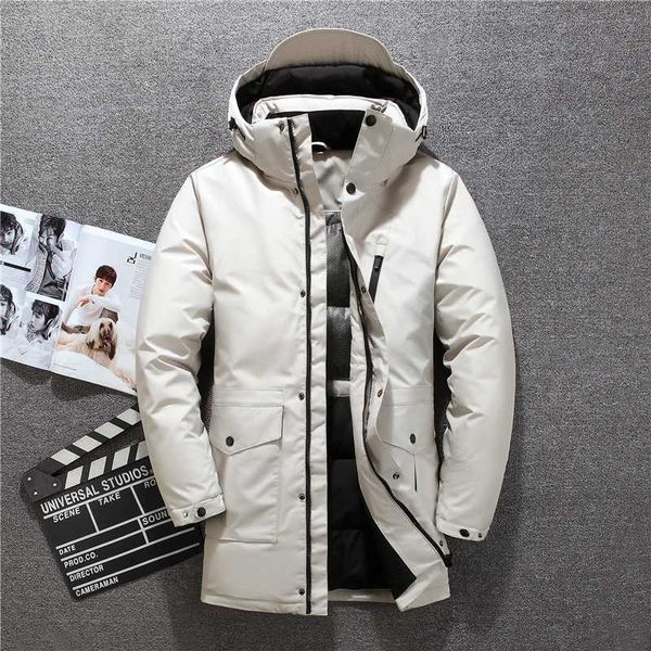 

90% white duck down men's down jacket windproof hooded winter jacket male white red thick warm winter coats for men outerwear, Black