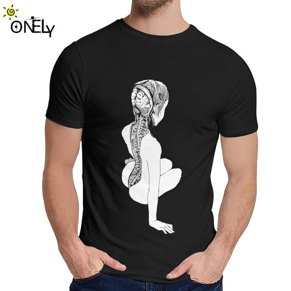 

vintage junji ito anime creepy manga japan horror kawaii cute girl t shirt men soft 100% pure cotton t shirt round collar