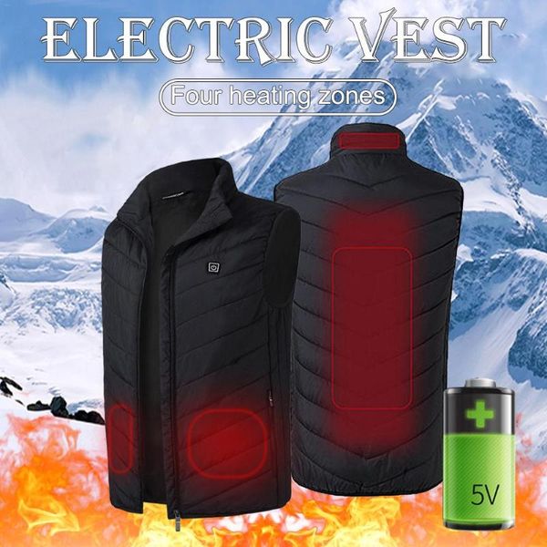

outdoor t-shirts men women intelligent usb infrared heating vest jacket winter flexible electric thermal clothing waistcoat for hiking, Gray;blue