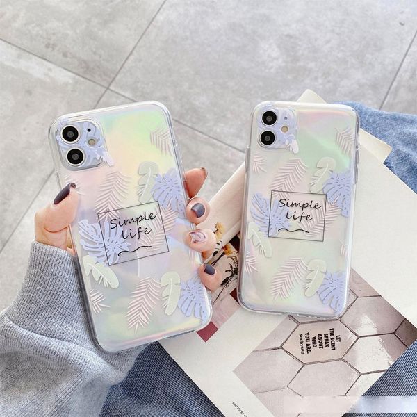 

ins summer leaf leaves phone case for iphone 11 pro max xs max 7 8plus x soft transparent back cover case fundas