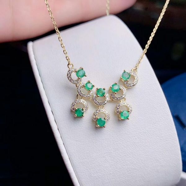 

meibapj luxurious natural emerald drop pendant necklace 925 pure silver fine wedding jewelry for women