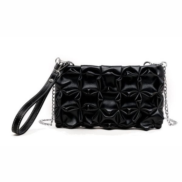 

women's clutch bag chain purse shoulder bag tote crossbody handbag elegant and fashion handmade pleated flower pu leather