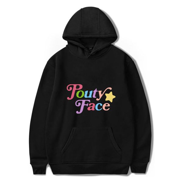 

the hype house addison rae merch hoodies hooded sweatshirts men/women print pouty face hoodie fashion tracksuit clothes, Black