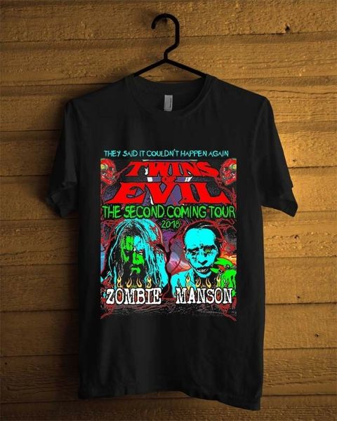 

rob zombie twins of evil the second tour t-shirt black men custom s-2xl mens short sleeve tees