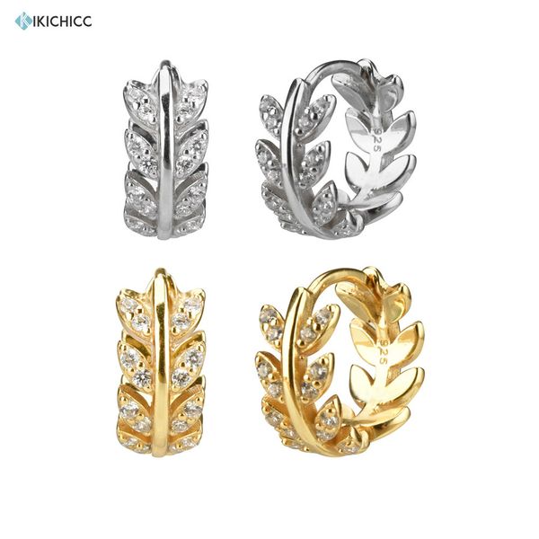 

kikichicc 925 sterling silver leafs hoops crystal cz huggies circle round new fashion women luxury wedding satement jewelry 200924, Golden;silver