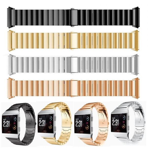 

2017 luxury smart accessories for fitbit ionic stainless steel strap smart watch band metal replacement band for fitb
