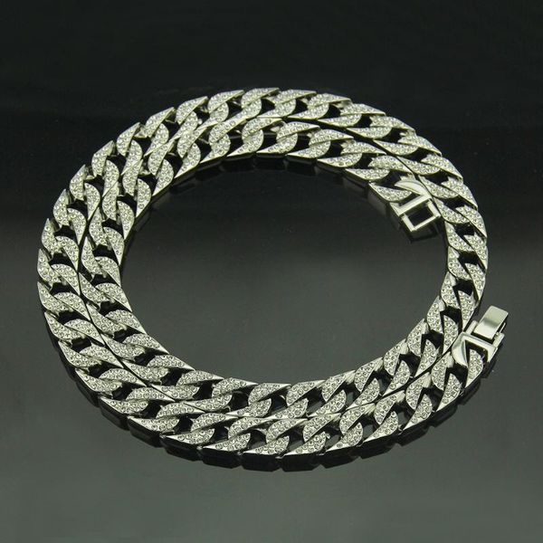 

foreign trade wise popular jewelry men's hip-hop with chain necklace european and american fashion accessories, Silver