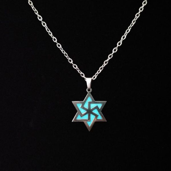 

mf jewelry fashion men and women creative personality luminous necklace geometric pendant stainless steel luminous pendant sweat, Silver