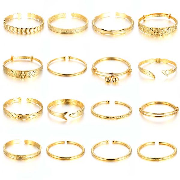 

exquisite gold bangle color protection multiple styles for women girls jewelry gifts, Black