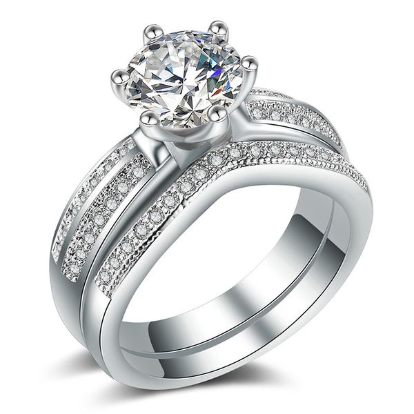 

wedding rings loredana for woman luxury 1pair white romantic proposal transparent zircon copper ring.safe and comfortable., Slivery;golden