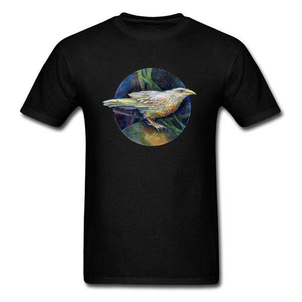 

vintage white raven on of the world 2018 men bird painting tee shirt short sleeve cotton t-shirt drop shipping