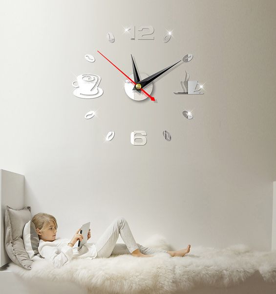 

3d mirror wall clock wall sticker creative function indoor home decor harmonious diy modern large clock mirror kit