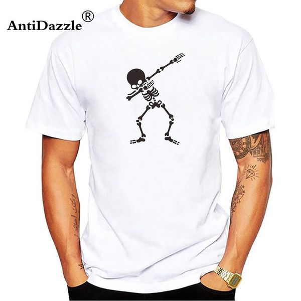 

antidazzle 2017 costume mens t-shirt short sleeve dabbing skeleton mens t shirt funny skull cotton camisetas