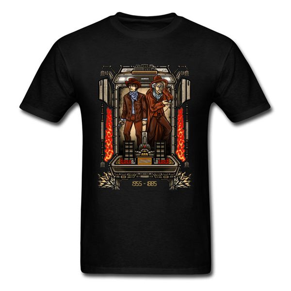 

funny t-shirt back to the future men t shirts teenager marty mcfly tshirt dr. emmett doc brown travel delorean streetwear cotton