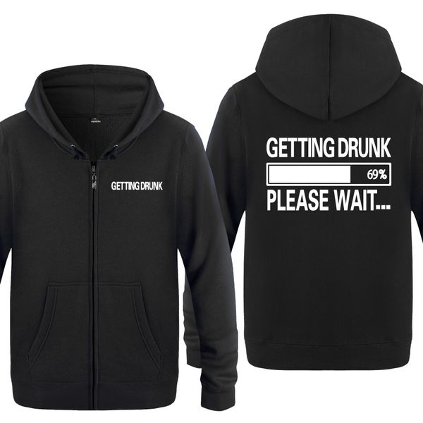 

getting drunk please wait novelty creative gift sweatshirts men 2018 mens zipper hooded fleece hoodies cardigans