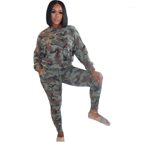 

camouiflage шаблон костюм повседневный длинным рукавом брюки карандаш женщины s одежда 2 piece set женщины tracksuit моды, Gray