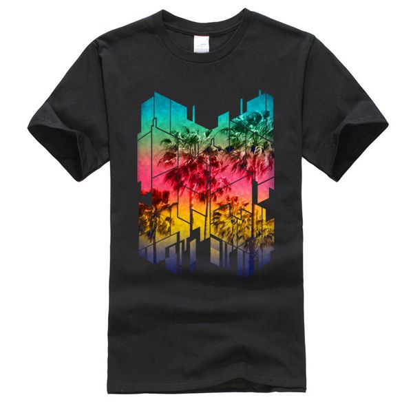 

rainbow colorful geometric landscape father t shirts sunset tree beach popular 100 cotton fashion & tees camiseta male