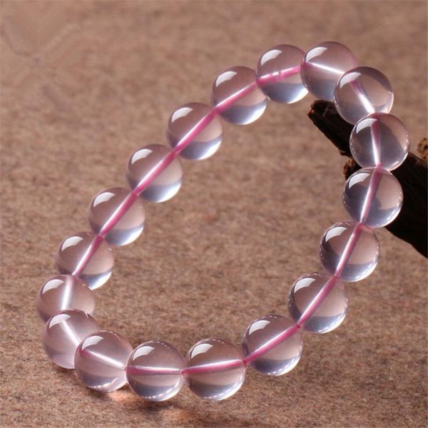 

drop shipping natural rose pink quartz star light crystal bracelets women femme stretch round bead bracelet 11mm 12mm 13mm, Black