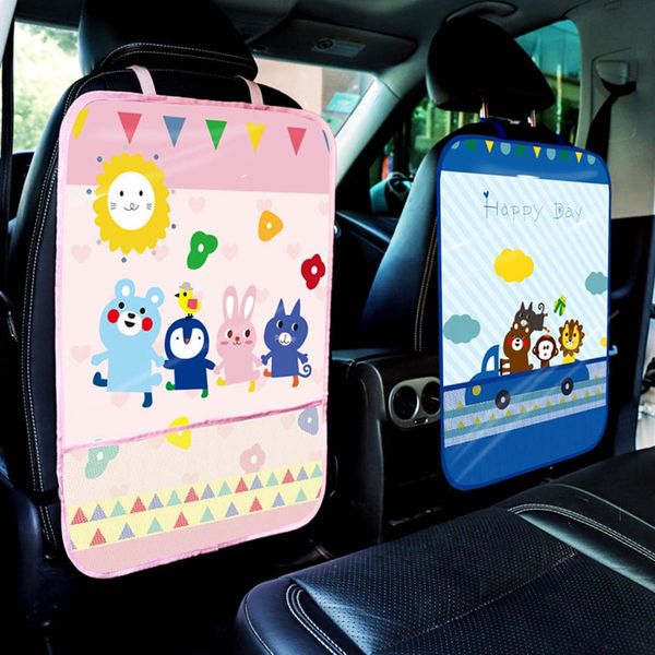 

cute cartoon car seat back anti-kick mat polyester waterproof rear protector cover for kids children mud dirt prevent case