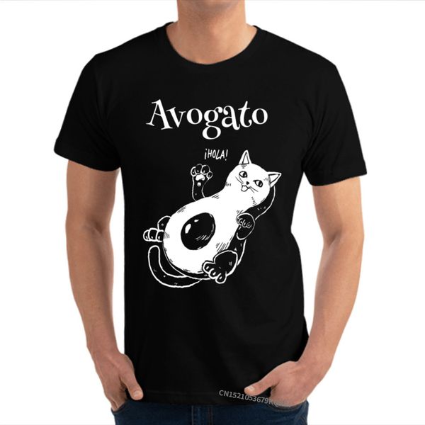 

crewneck tshirts avocado cat avogato men's shirts brand 100% cotton design tee shirt comfortable mens drop shipping