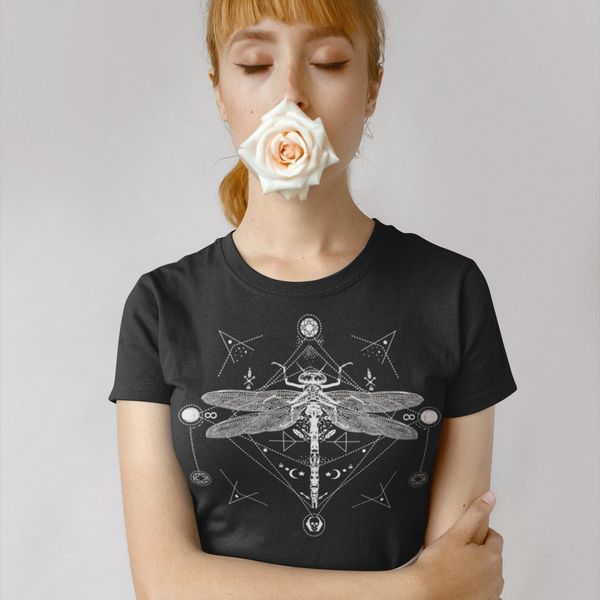 

asthetische gotik kleidung dragonfly sacred geometry art occult shirt boho esoteric men es t shirt