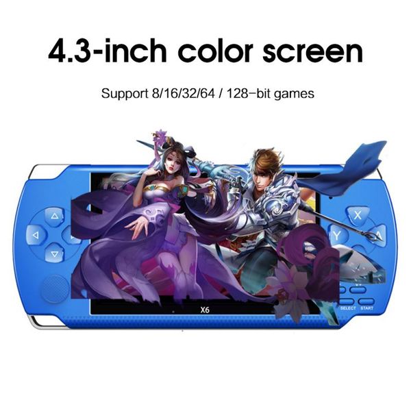 

x6 4.3-inch 64-bit 8gb-bit console player psp portable handheld game console built-in 1w games +camera x6 gift for child