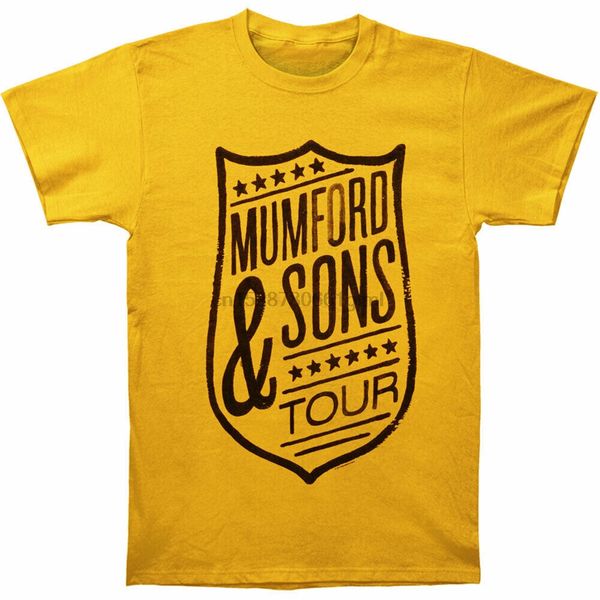 

mumford sons mens shield tour slim fit t-shirt yellow oversized tee shirt