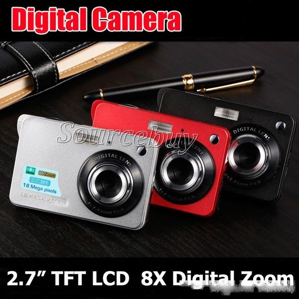 

1280 * 720 hd mini digital camera 18mp 2.7 tft lcd 8x zoom smile capture anti-shake video p camcorder with sd card slot